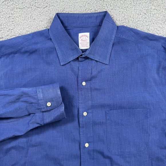 Brooks‎ Brothers Makers Shirt Mens 17-4 Blue Long Sleeve Button Down USA Cotton - Picture 1 of 8